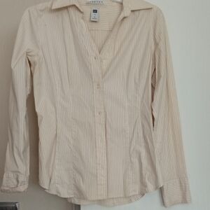 GAP Beige Striped Button-Down Shirt